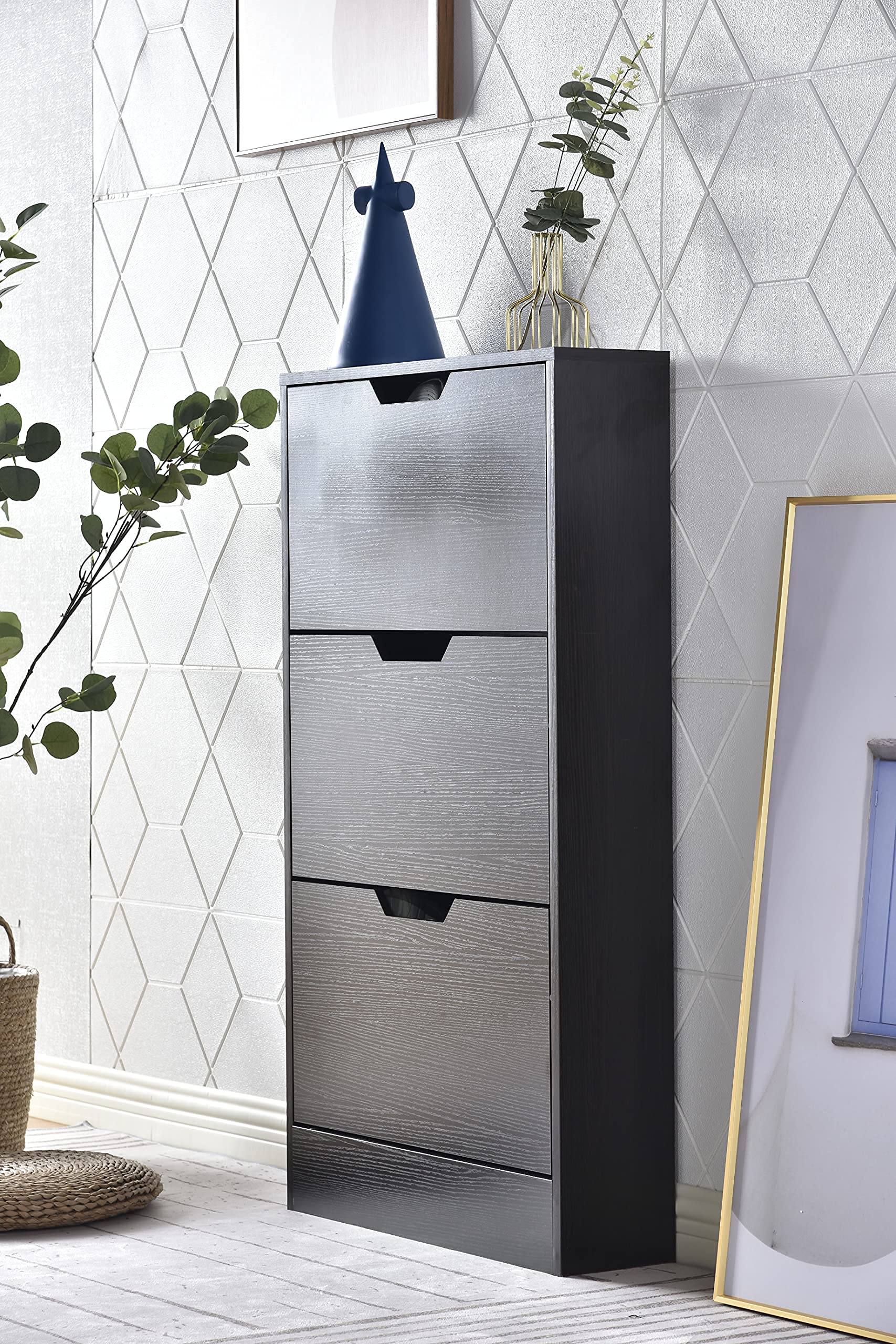 下駄箱 3段シューズラック 玄関収納 引き出しひとり暮らし スリム